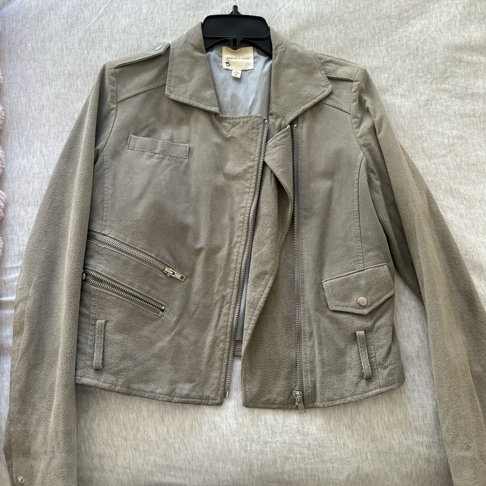 Silence + Noise Taupe Leather Jacket